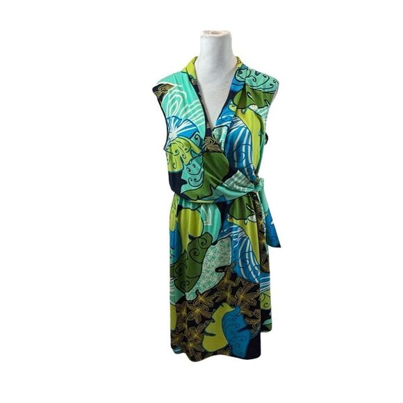 Ladies Karin Stevens Petites Bold Print‎ Tie Waist Dress Size 8 Petite - Picture 6 of 11